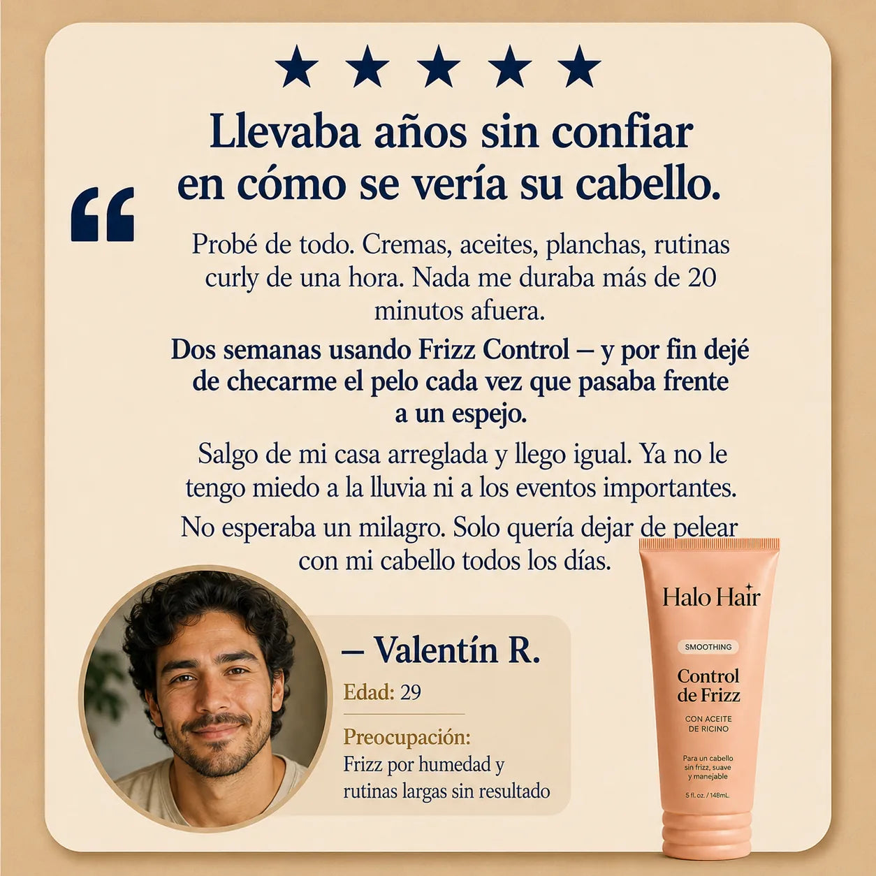 Crema Frizz Control Hombre Halo Hair™