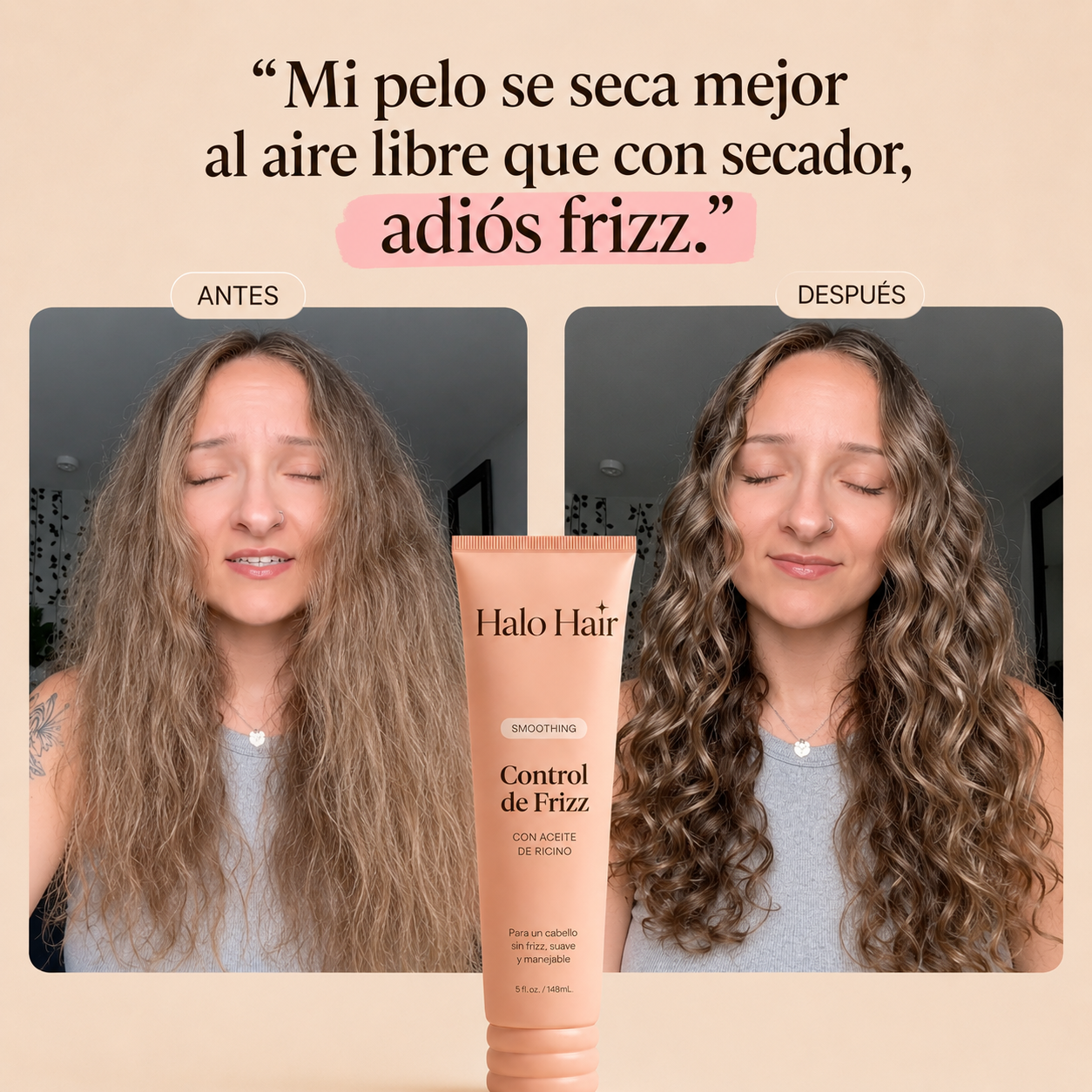 Crema Frizz Control Halo Hair™ - Seca al aire libre