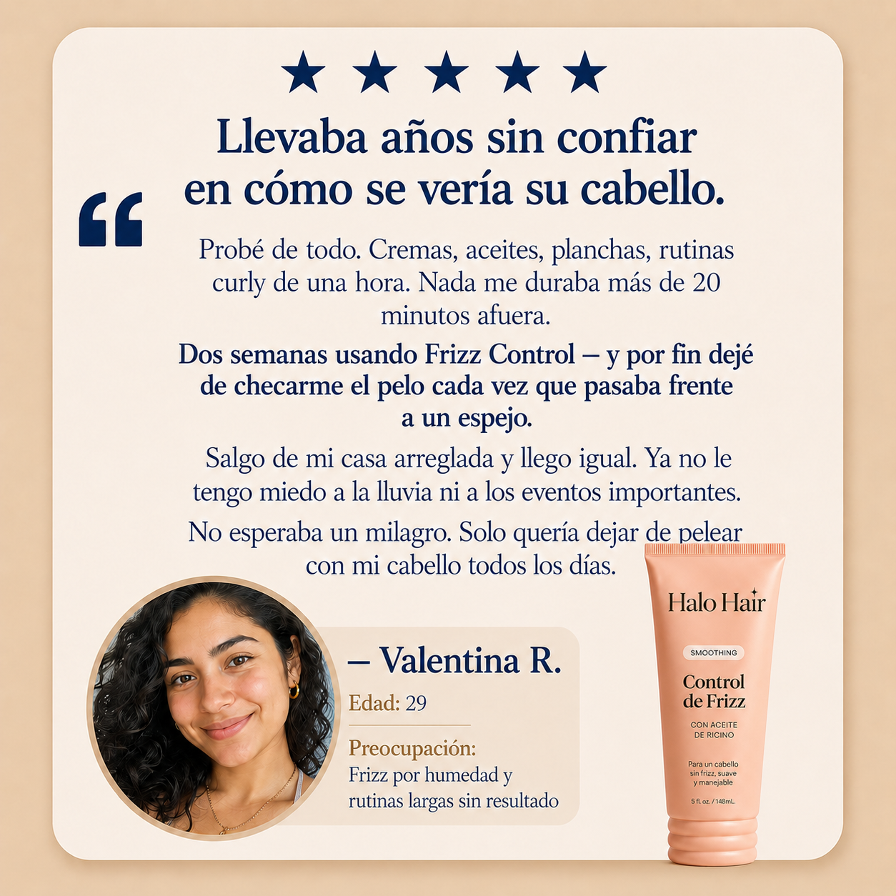 Crema Frizz Control Halo Hair™ - Seca al aire libre